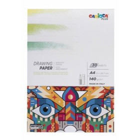 Papel técnicas secas: Blocs y láminas BLOC DE DIBUJO CARIOCA PLUS ENCOLADO LISO GRANO FINO A4 140g 30h 45006559  PB6E0028ES