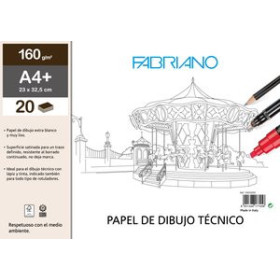 Papel técnicas secas: Blocs y láminas BLOC DE DIBUJO FABRIANO LINEAL ENCOLADO LISO A4+ 160g 20h 27401679  KO026