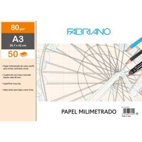 Papel técnicas secas: Blocs y láminas BLOC DE DIBUJO FABRIANO MILIMETRADO ENCOLADO A3 80g 50h 27401795  40012