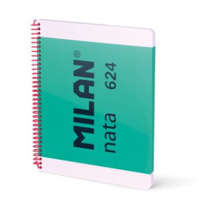 Blocs espiral tapa forrada BLOC MILAN NATA 624 since 1918 tapa EXTRA A4 80h CUADRIC.5x5 95g VERDE 41901352  A03100H