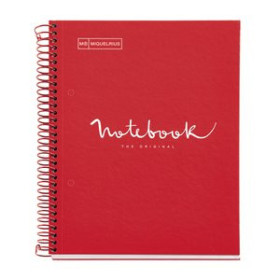 Blocs espiral tapa forrada BLOC MIQUELRIUS EMOTIONS NOTEBOOK 1 micro.tapa EXTRA A5 80h 90g CUADRIC.5x5 ROJO 15201337  AF25