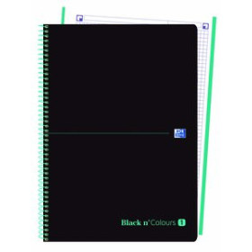 Blocs espiral tapa PP BLOC OXFORD BLACK N´COLORS EU.BOOK 1 micro.tapa PP A4+ 80h CUADRIC. 5x5 90g NEGRO/ICE MINT