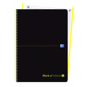 Blocs espiral tapa PP BLOC OXFORD BLACK N´COLORS EU.BOOK 1 micro.tapa PP A4+ 80h CUADRIC. 5x5 90g NEGRO/LIMA