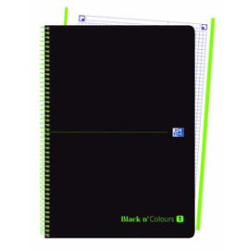Blocs espiral tapa PP BLOC OXFORD BLACK N´COLORS EU.BOOK 1 micro.tapa PP A4+ 80h CUADRIC. 5x5 90g NEGRO/VERDE