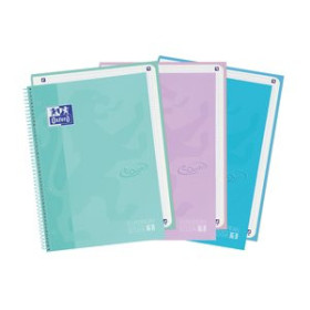 Blocs espiral tapa forrada BLOC OXFORD EUROPEANBOOK 1 TOUCH micro.tapa EXTRA A4 80h CUAD. 5x5 PACK de 3 (3 col. PASTEL)