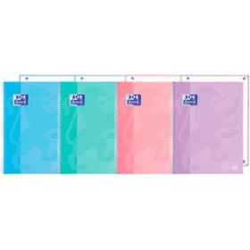 Blocs espiral tapa forrada BLOC OXFORD SCHOOL EU.BOOK 1 TOUCH micro.tapa EXTRA A4+  80h HORIZONTAL 90g SURTIDO PASTEL (4 col.)