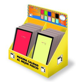 Blocs espiral tapa PP BLOC PACSA PLASTIPAC LUX tapa PP Fº 80h CUADRIC.4x4 100g EXPOSITOR DE 40