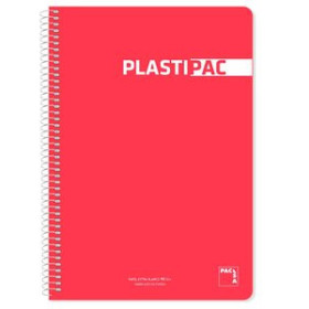 Blocs espiral tapa PP BLOC PACSA PLASTIPAC tapa PP Fº 80h CUADRIC.4x4 90g ROJO OSCURO