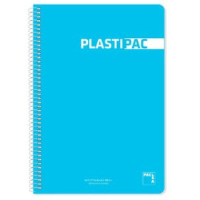 Blocs espiral tapa PP BLOC PACSA PLASTIPAC tapa PP Fº 80h CUADRIC.4x4 90g TURQUESA