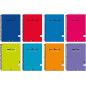 Blocs espiral tapa forrada BLOC PAPYRUS UNICLAS tapa EXTRA Fº 80h CUADRIC.4x4 90g ROJO