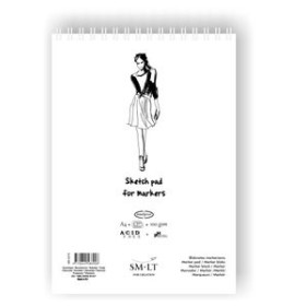 Papel técnicas secas: Blocs y láminas BLOC PARA BOCETOS SMILTAINIS CON ESPIRAL DIN A4  50 HOJAS PARA ROTULADOR 100 GR.