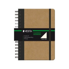 Cuadernos de notas BLOC VESTA NATURE WIRE-O A5 96h 80gr. LISO con GOMA