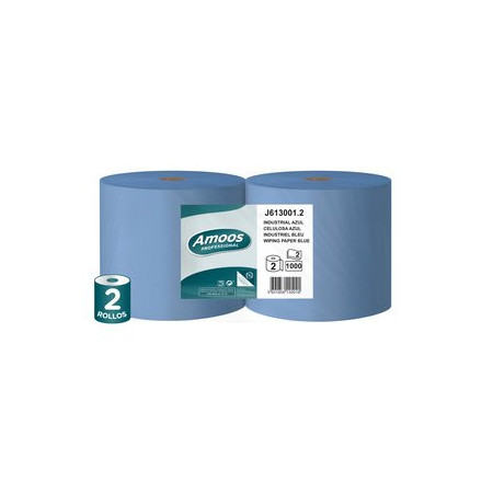 Celulosas BOBINA DE PAPEL MECHA AMOOS PROFESSIONAL SECADO EXTRA 2 CAPAS 909 SERVICIOS 300 METROS AZUL