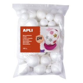 Poliespán (figuras y formas) BOLAS POLIESPAN APLI MEDIDAS SURTIDAS BOLSA de 100