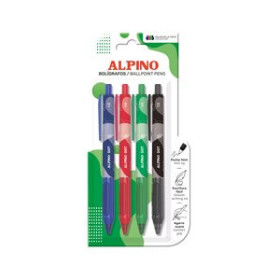 Bolígrafos retráctiles BOLIGRAFO ALPINO DOT UNICOLOR 1mm  COLORES SURTIDOS BLISTER de 4