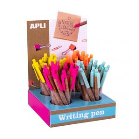 Bolígrafos retráctiles BOLIGRAFO APLI FLUOR COLLECTION COLORES SURTIDOS TINTA AZUL EXPOSITOR DE 48