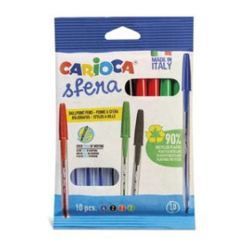 Bolígrafos BOLIGRAFO CARIOCA SFERA BOLSA DE 10 COLORES SURTIDOS (4 AZULES