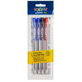 Bolígrafos retráctiles BOLIGRAFO CARIOCA SFERA RETRACTIL 1.0mm BOLSA DE 4 COLORES SURTIDOS