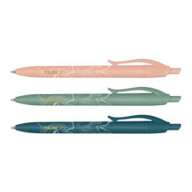 Bolígrafos retráctiles BOLIGRAFO MILAN RETRACTIL P1 SERIE LAVA TINTA AZUL CAJA de 3