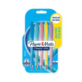Bolígrafos retráctiles BOLIGRAFO PAPER MATE RETRACTIL FLEXGRIP  PASTEL BLISTER DE 5 (tinta negro)