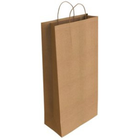 Bolsas de papel BOLSA de PAPEL ANDINA KRAFT VERJURADO 18x39x8 cm (botella) CRUDO/NATURAL PAQUETE de 50