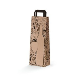 Bolsas de papel BOLSA de PAPEL BOTELLA TV KRAFT 14x9x36 cm DISEÑO PAQUETE de 25