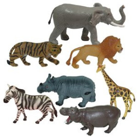 Juegos educativos BOTE CON ASA 7 FIGURAS ANIMALES DE LA SELVA