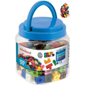 Juegos educativos BOTE DE 100 CUBOS ENCAJABLES 2cm