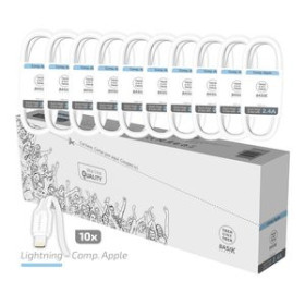 Cables de datos CABLE TECH-ONE-TECH BASIK USB-LIGHTNING BLANCO 1 m. PACK DE 10