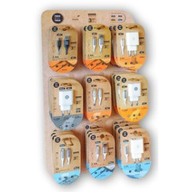 Cables de datos CABLES Y CARGADORES TECH-ONE-TECH SURTIDO EXPOSITOR DE 27