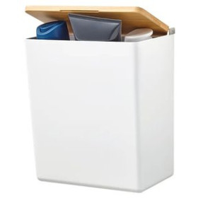 Colgadores adhesivos CAJA DE ALMACANAMIENTO TESA BABOO AUTOADHESIVA MEDIANA BLANCA CON TAPA BAMBU