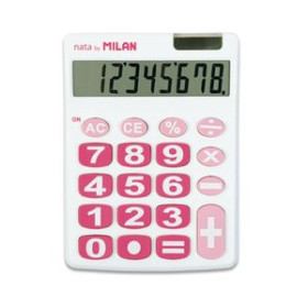 Calculadoras sobremesa CALCULADORA SOBREMESA MILAN 8 DIGITOS  BLANCO/ROSA TECLAS GRANDES