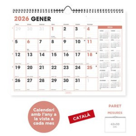 Calendarios murales y sobremesa CALENDARI (2026) CATALAN SENFORT PARET OFFICE MENSUAL PARA ESCRIBIR 420x300