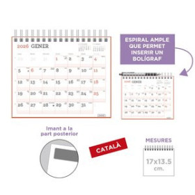Calendarios murales y sobremesa CALENDARI (2026) CATALAN SENFORT SOBRETAULA MAGNET MENSUAL PARA ESCRIBIR 170x135