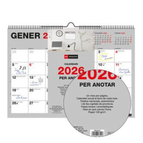 Calendarios murales y sobremesa CALENDARIO (2026) CATALAN MIQUELRIUS PARET BASIC MENSUAL PARA ESCRIBIR A4 296x210