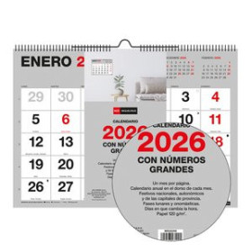 Calendarios murales y sobremesa CALENDARIO (2026) MIQUELRIUS PARED BASIC MENSUAL NUMEROS GRANDES A3 420x296