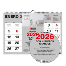 Calendarios murales y sobremesa CALENDARIO (2026) MIQUELRIUS PARED BASIC MENSUAL NUMEROS GRANDES A4 296x210