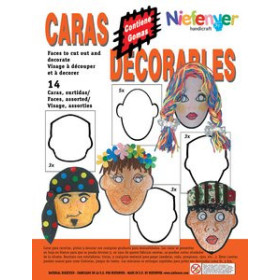 Caretas y coronas CARETA CARTULINA  para RECORTAR Y DECORAR CARAS NIEFENVER PACK de 14