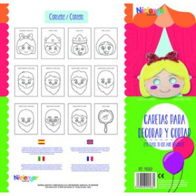 Caretas y coronas CARETA CARTULINA 300 gr. para RECORTAR Y DECORAR BLANCANIEVES PACK de 12