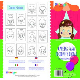 Caretas y coronas CARETA CARTULINA 300 gr. para RECORTAR Y DECORAR LA FAMILIA PACK de 14