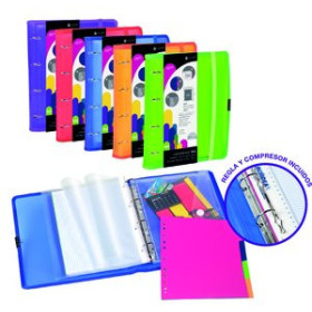 Carpebloc CARPEBLOC CARCHIVO DUNE XXL PP RIBETE Fº 4 an.MIXTAS 35mm con REC. 120 hj. CUADRIC.4x4 SURTIDO EXPOSITOR de 6