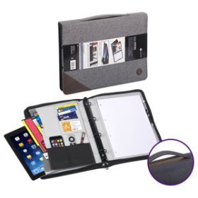 Carpetas de congresos y portadocumentos CARPETA de CONGRESOS CARCHIVO VENTURE Fº 4 an.REDONDAS 20mm con CREMALLERA y ASA GRIS