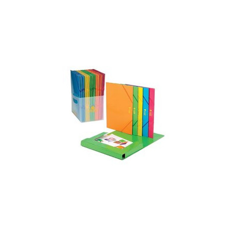 Carpetas de gomas CARPETA de GOMAS y SOLAPAS CARCHIVO CARTON PRESPAN LUZ Fº FLUOR EXPOSITOR de 30