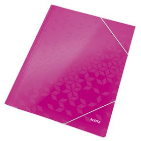Carpetas de gomas CARPETA de GOMAS y SOLAPAS LEITZ WOW CARTON PLASTIFICADO A4 FUCSIA