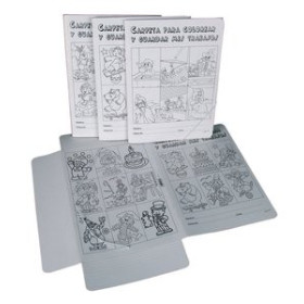 Carpetas de gomas CARPETA de GOMAS y SOLAPAS MARIOLA CARTON Fº COLOREAR SURTIDO de 20 (3 mod.)