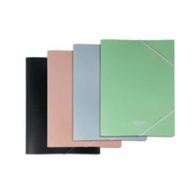 Carpetas de gomas CARPETA de GOMAS y SOLAPAS PARDO PASTEL PP OPACO Fº EXPOSITOR DE 50