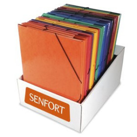 Carpetas de gomas CARPETA de GOMAS y SOLAPAS SENFORT LASER CARTON PLASTIFICADO BRILLO Fº SURTIDO EXPOSITOR DE 24