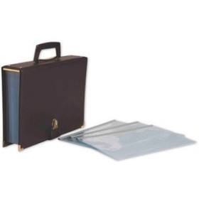 Carpetas de fundas (tarifarios) CARPETA FUNDAS (TARIFARIO) PARDO PVC para CUADERNILLOS 335x245mm MALETIN con ASA NEGRO