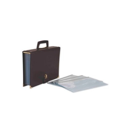 Carpetas de fundas (tarifarios) CARPETA FUNDAS (TARIFARIO) PARDO PVC para CUADERNILLOS 335x245mm MALETIN con ASA NEGRO