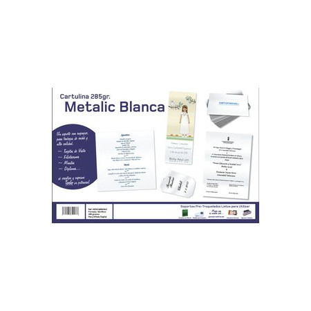 Cartulinas CARTULINA METALIZADA 32x45 cm YOSAN  285g BLANCO IRIDISCENTE